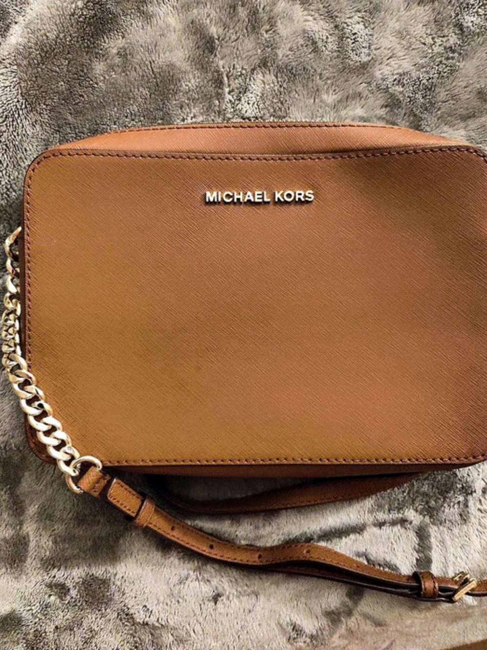 Michael Kors Jet Set Large Saffiano Leather Crossbody Bag Brown